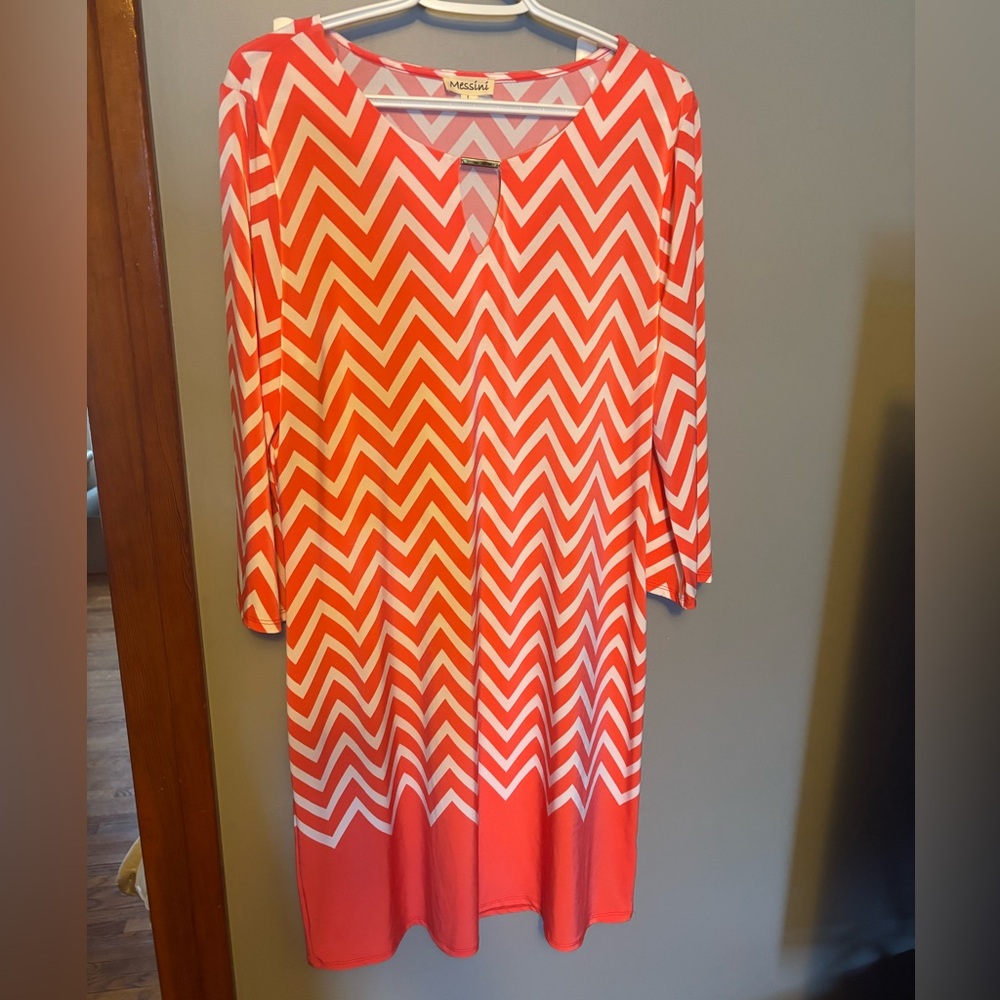 Pink and White Triangle Striped Dress